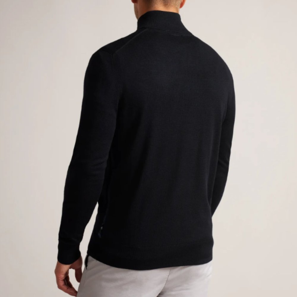 Ted Baker Tooting Merino Wool Half Zip Sweater in Navy Sz M NWT - Picture 5 of 12